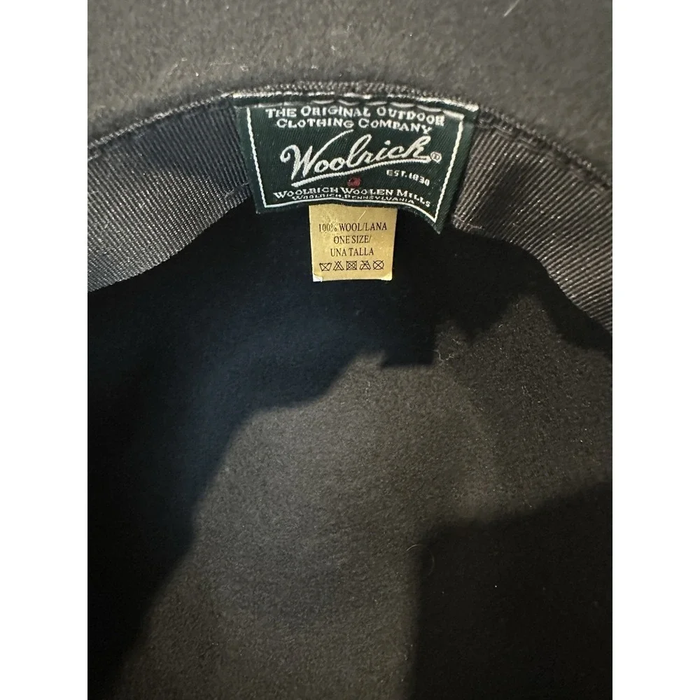 Woolrich Felt Hat Black Wide‎ Brim Contrast Band Wool Size OS 21.5